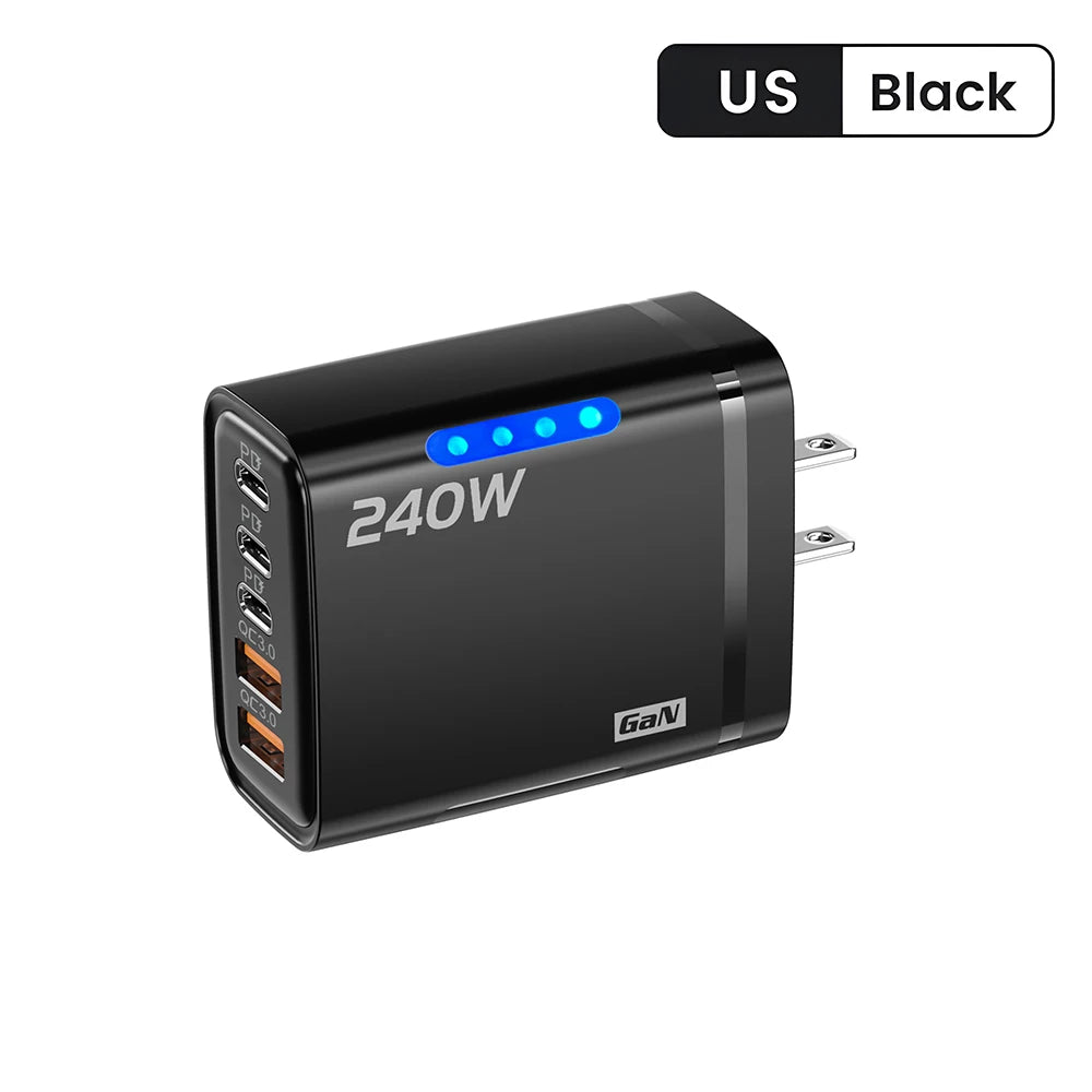 Chargeur Secteur GaN 240W Charge Rapide Multi-Ports