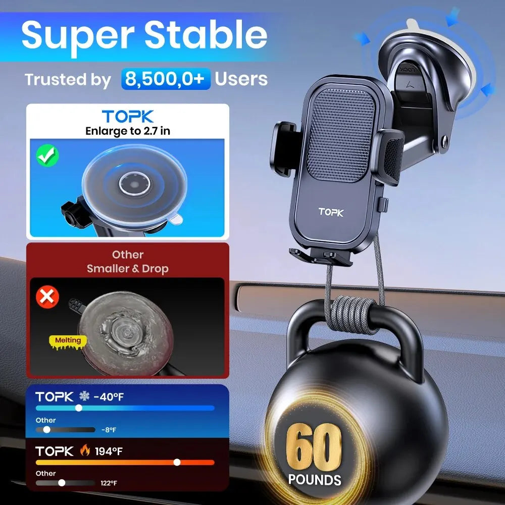 Support téléphone TOPK ventouse pour tableau de bord