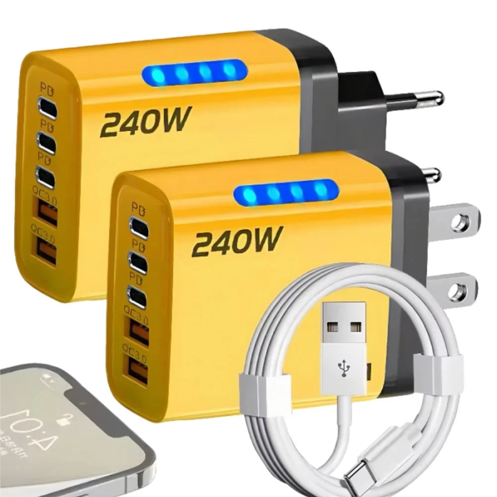 Chargeur Secteur GaN 240W Charge Rapide Multi-Ports