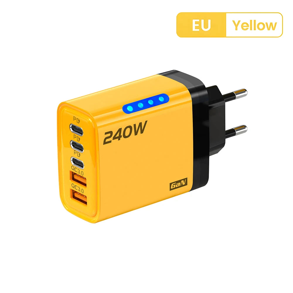 Chargeur Secteur GaN 240W Charge Rapide Multi-Ports
