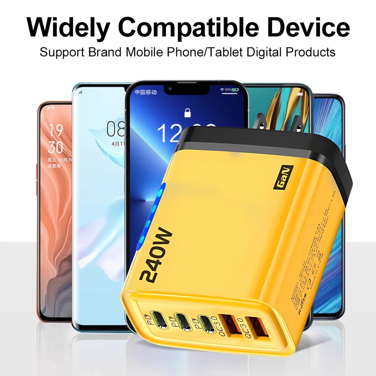 Chargeur Secteur GaN 240W Charge Rapide Multi-Ports