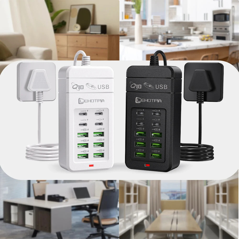 Adaptateur de Voyage Multiprise USB 10 Ports