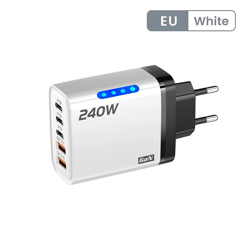Chargeur Secteur GaN 240W Charge Rapide Multi-Ports