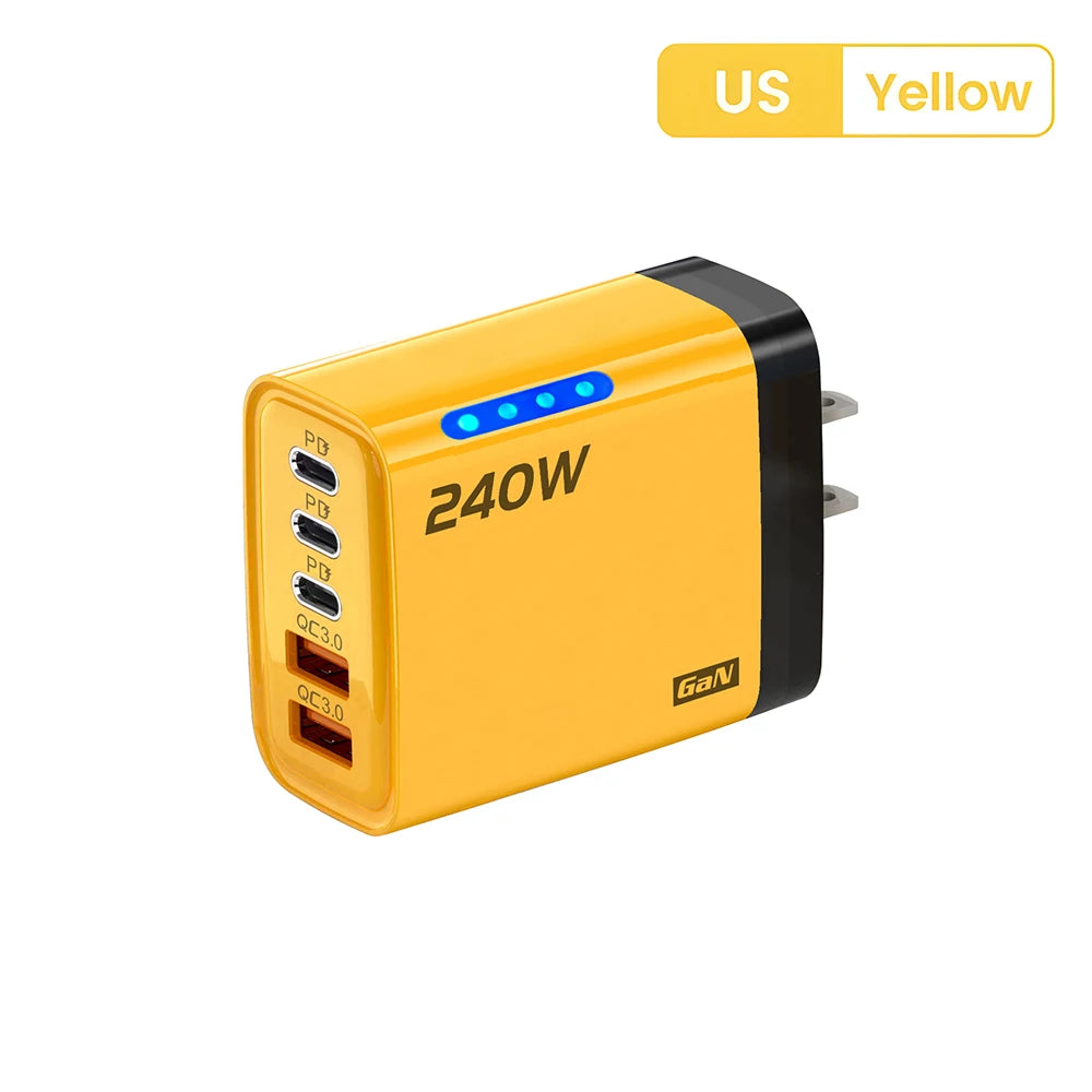 Chargeur Secteur GaN 240W Charge Rapide Multi-Ports