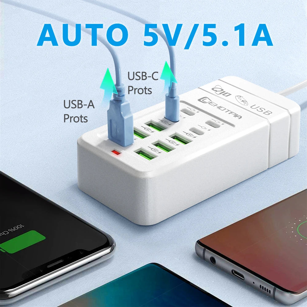 Adaptateur de Voyage Multiprise USB 10 Ports