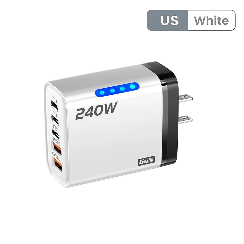 Chargeur Secteur GaN 240W Charge Rapide Multi-Ports