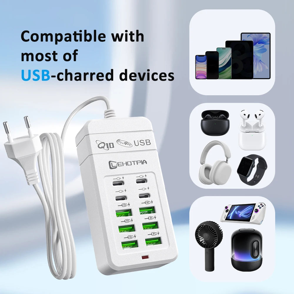 Adaptateur de Voyage Multiprise USB 10 Ports