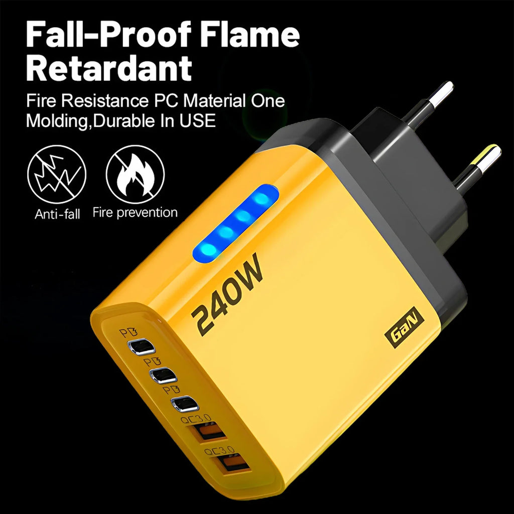 Chargeur Secteur GaN 240W Charge Rapide Multi-Ports